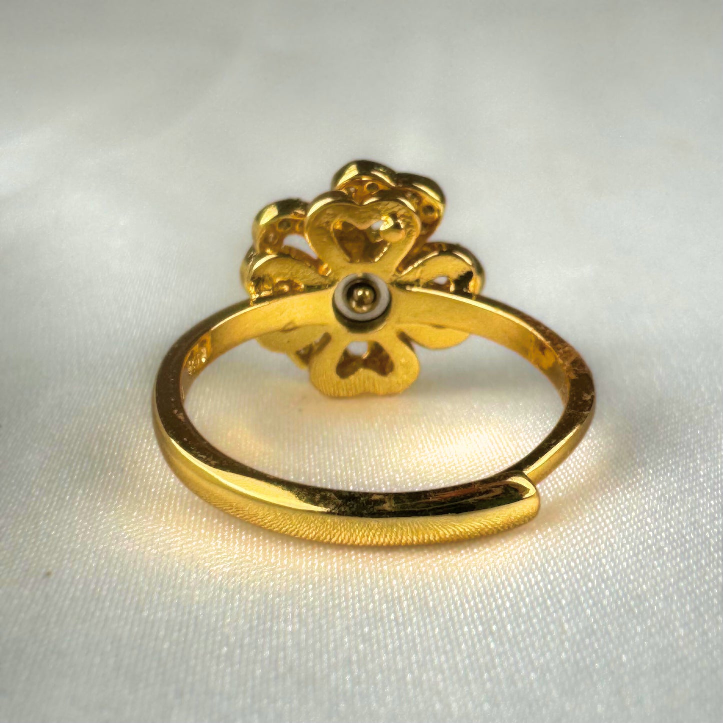 4 Leaf Clover Gold Adjustable Ring
