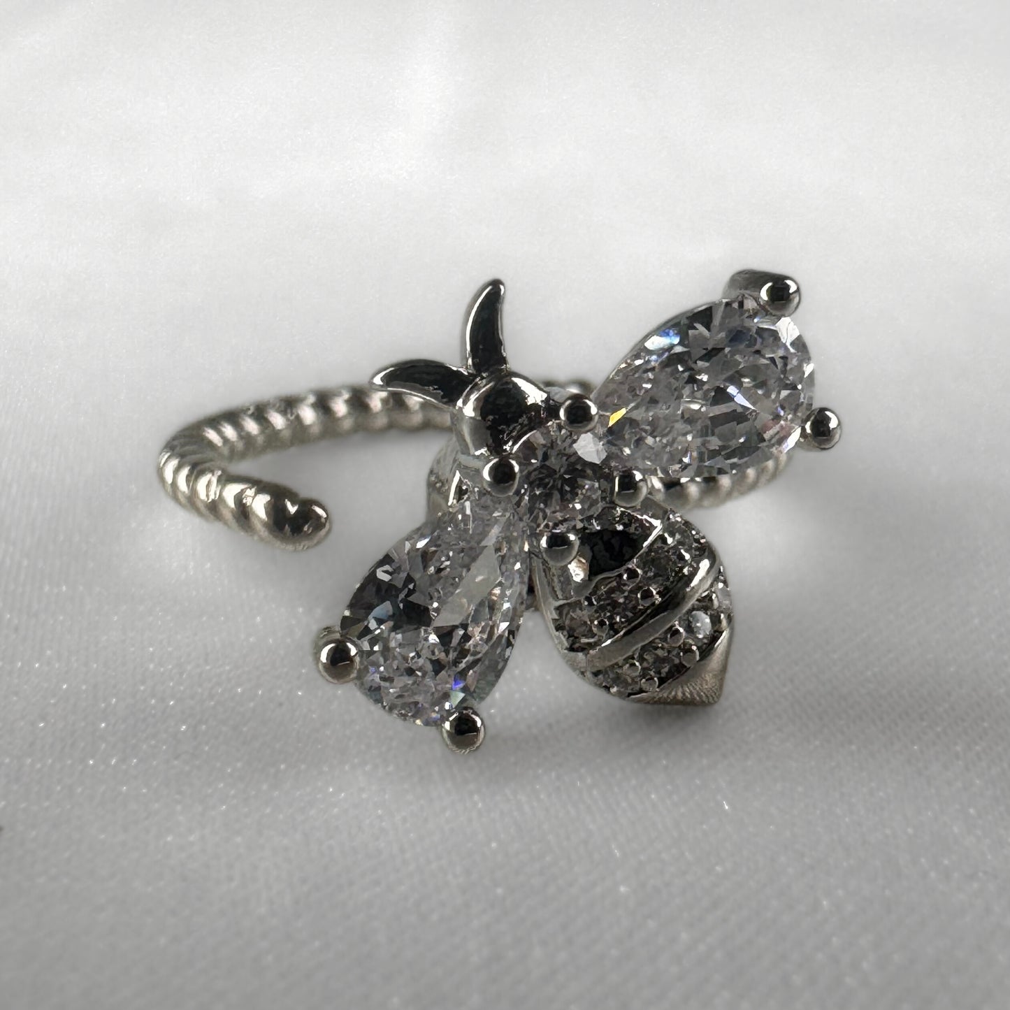 Adjustable Silver Bee Spinner Ring