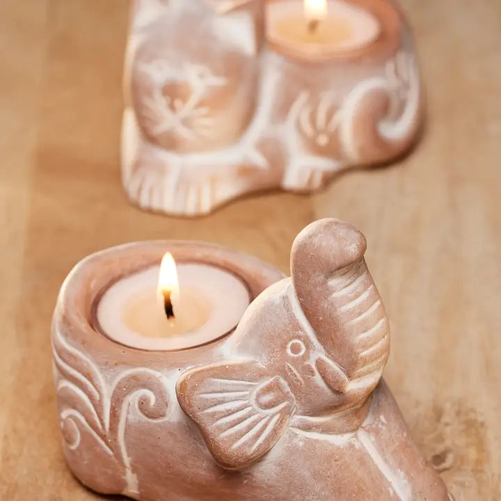 Elephant Terracotta Tealight Holder