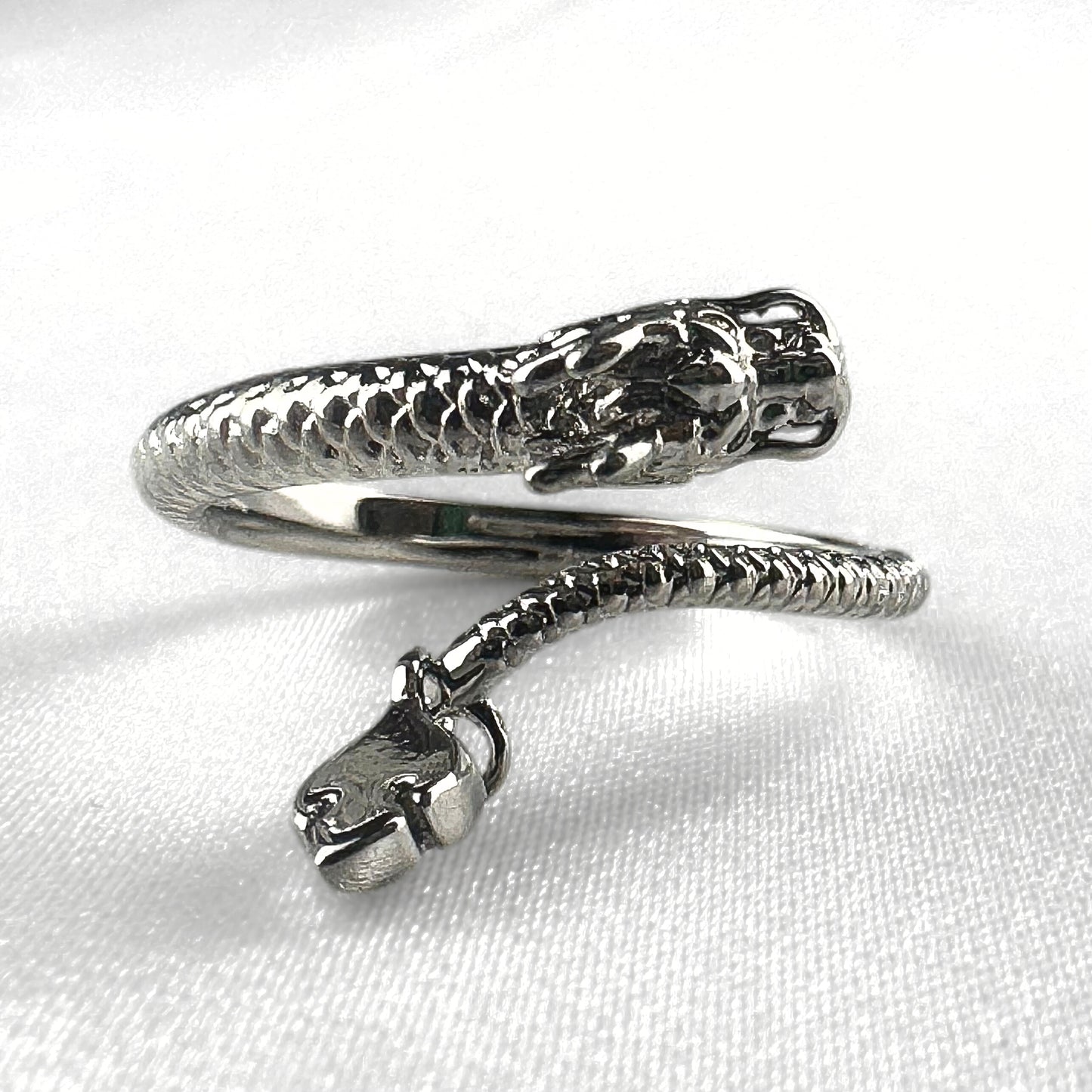 Chinese Dragon Silver  Adjustable  Ring