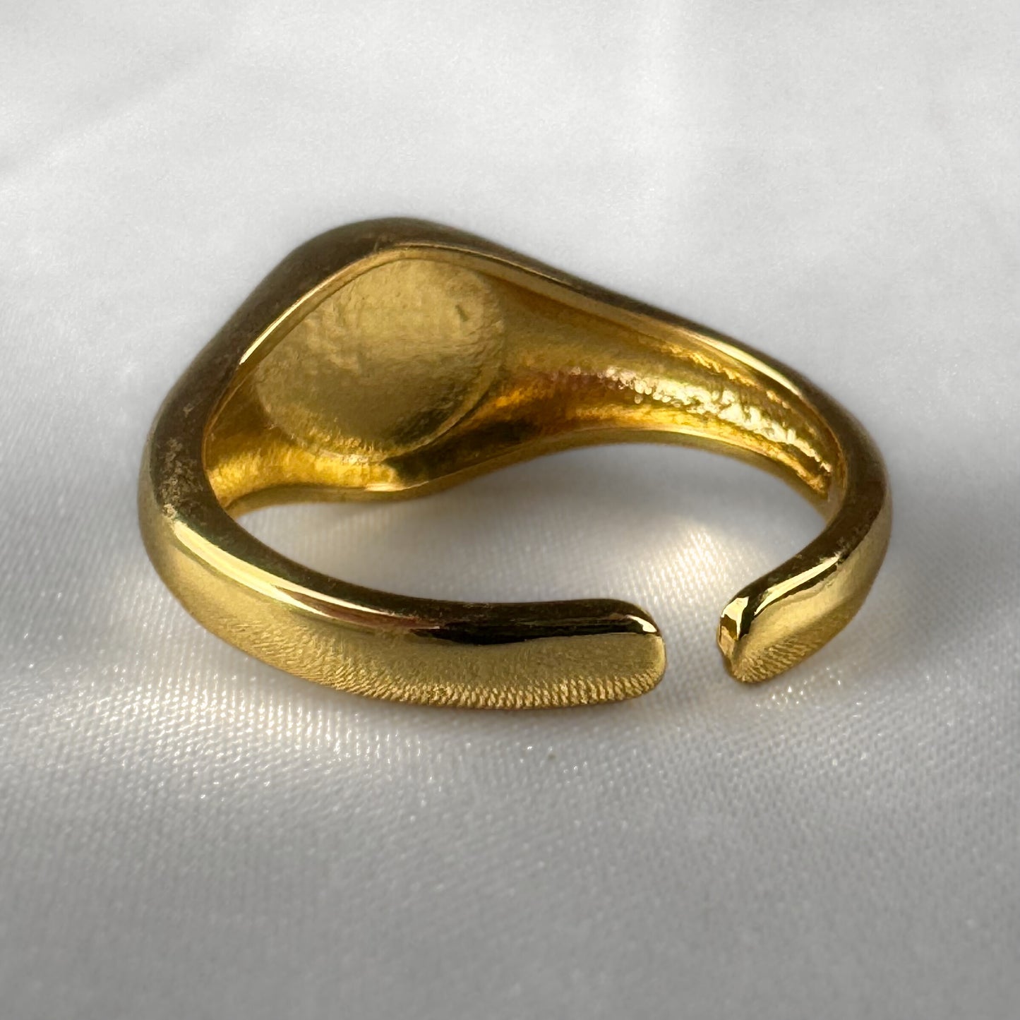 Pink Smiley Face Gold Adjustable Signet Ring