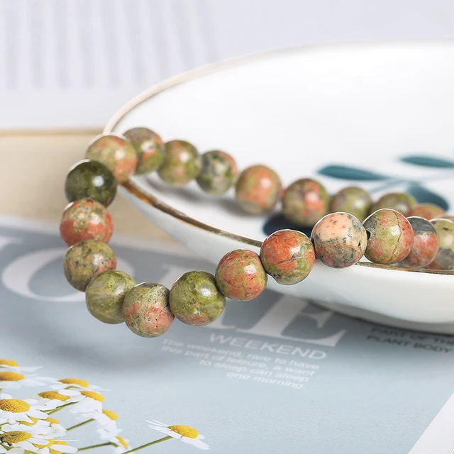 Unakite Crystal Beaded Bracelets
