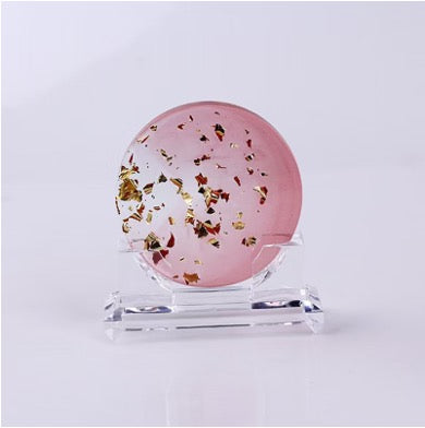 Resin Circle with Stand - Pink/Gold