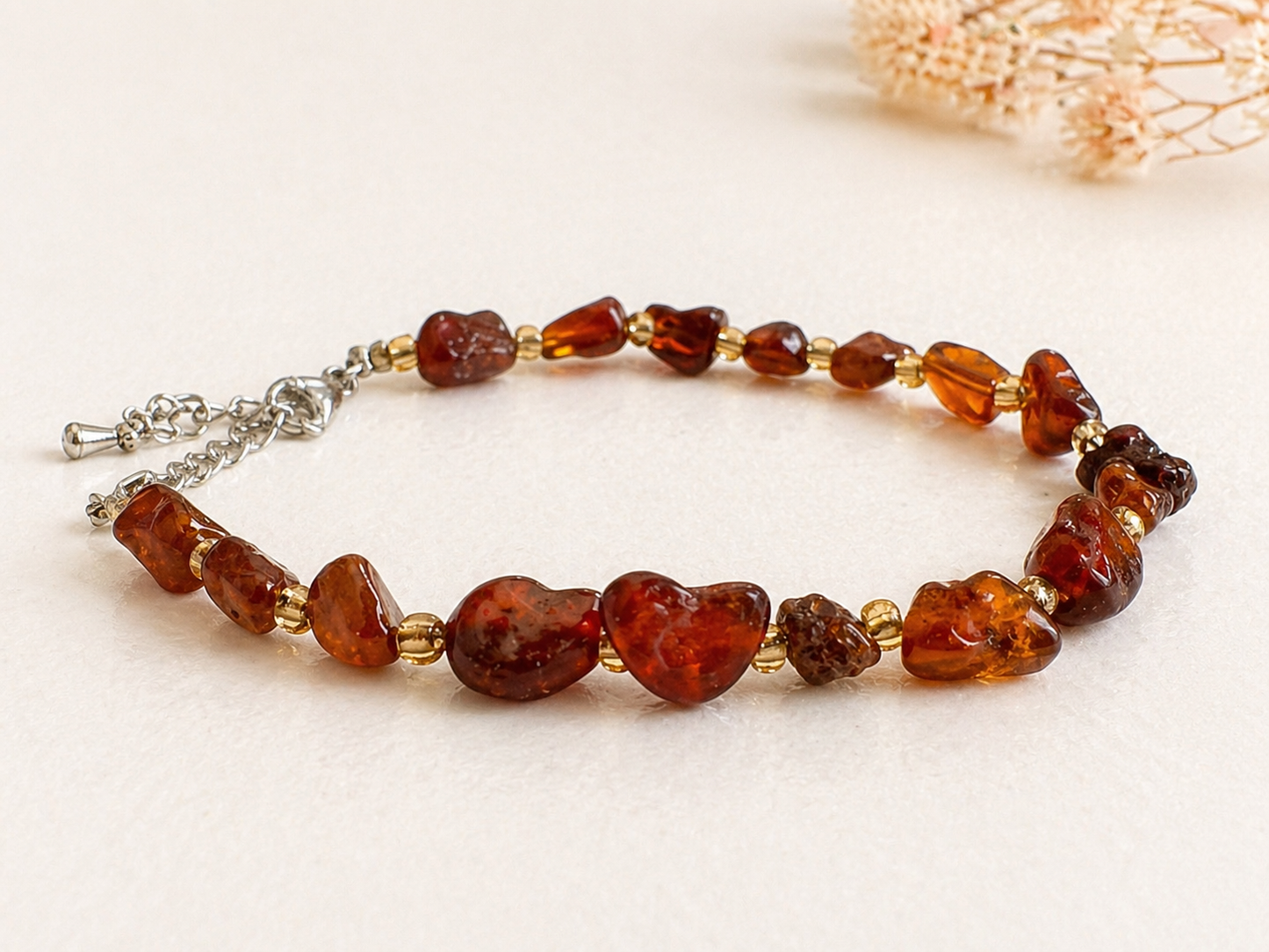 Amber Crystal Beaded Bracelet