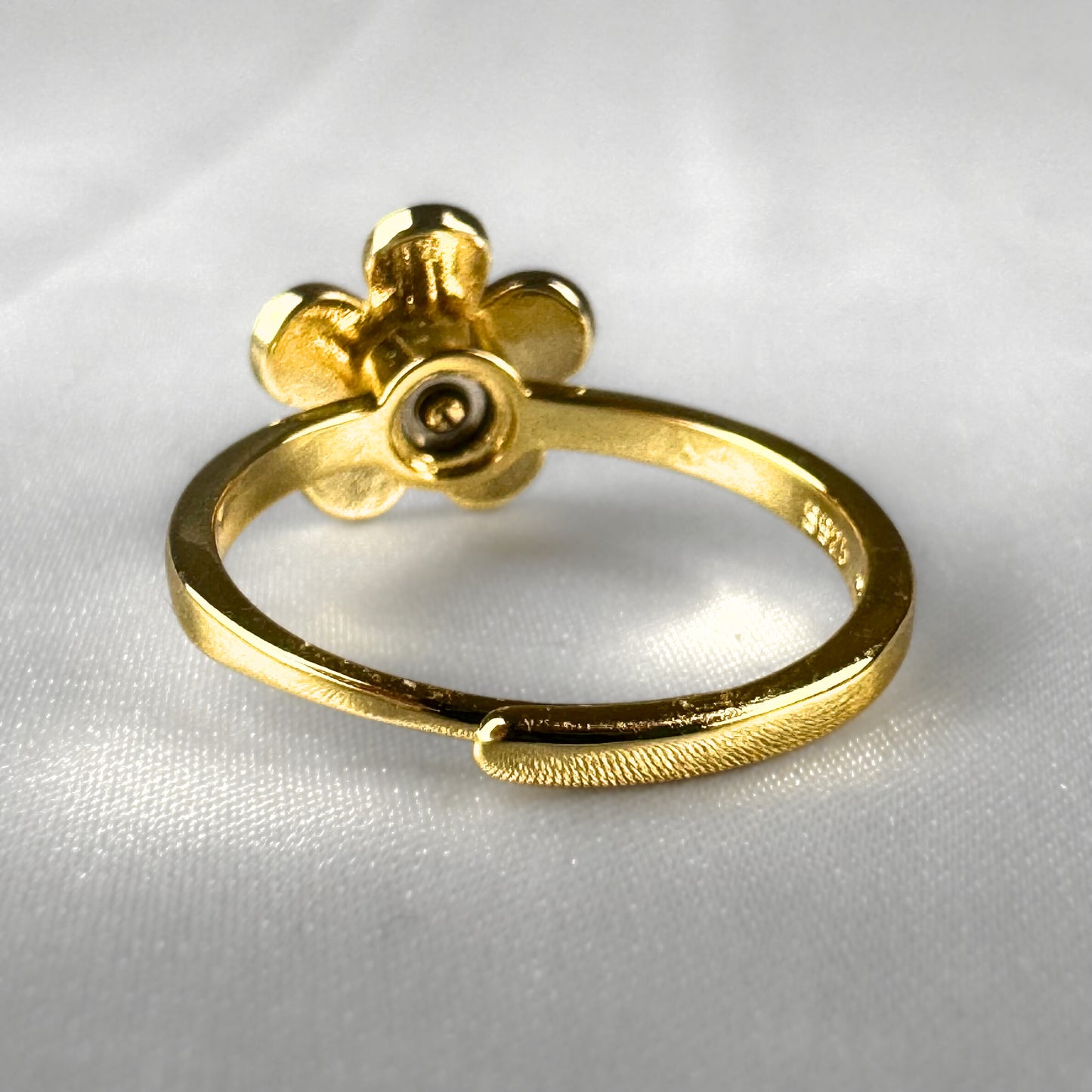 Adjustable Gold Plated Red Enamel Flower Ring