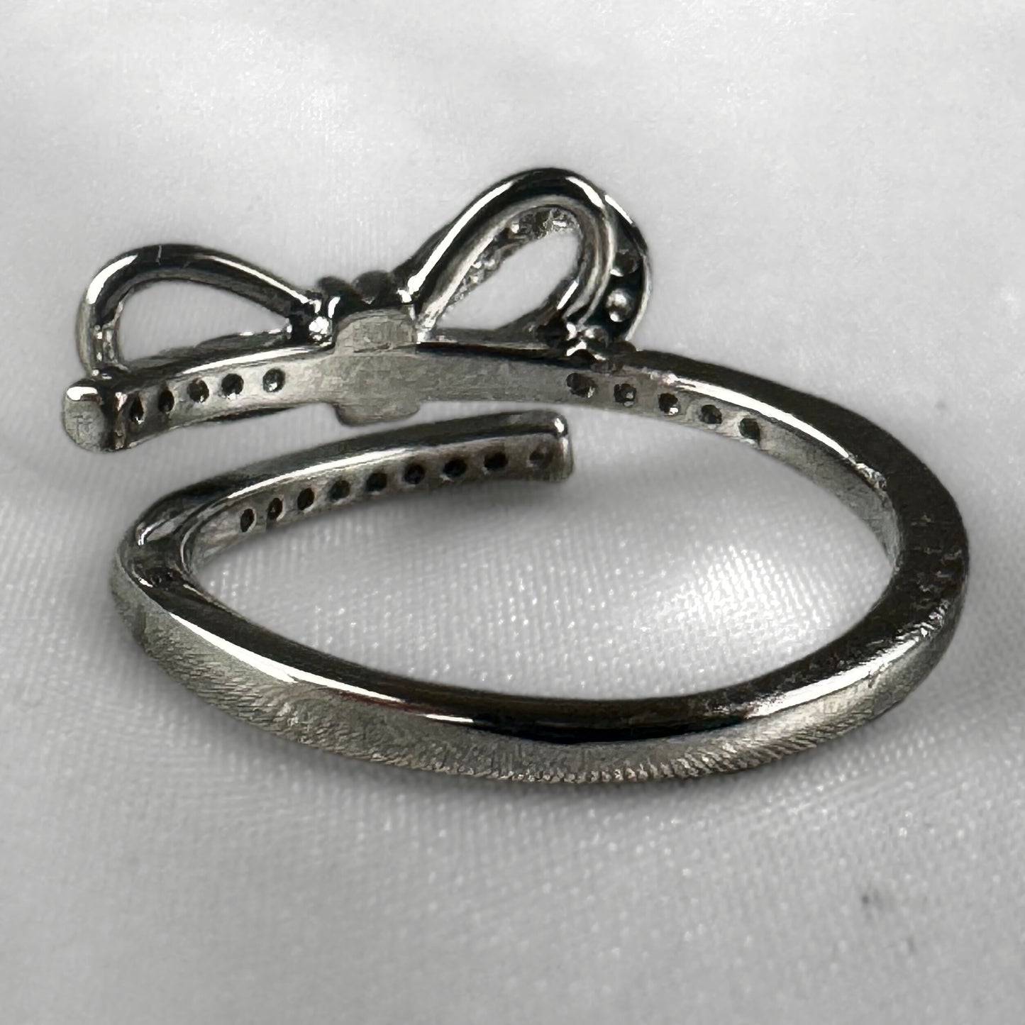 Adjustable Silver Bow Ring
