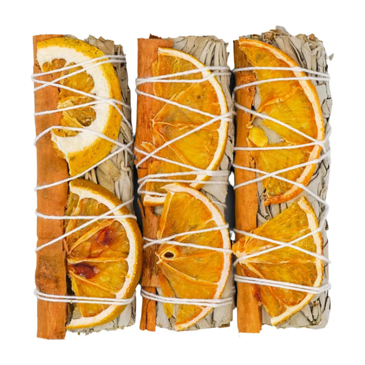 Orange Slice, Cinnamon & White Sage Smudge Stick Bundle