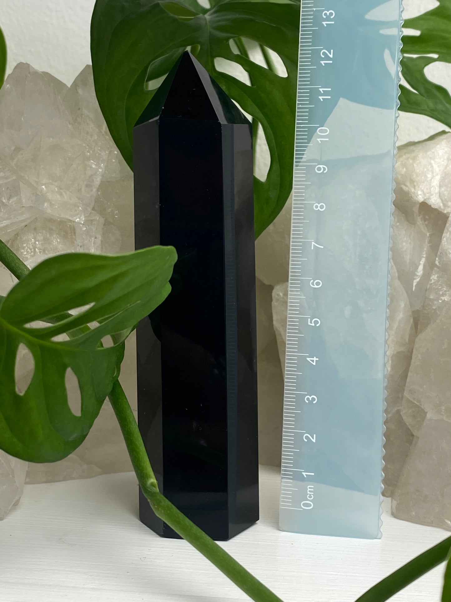 black obsidian crystal point