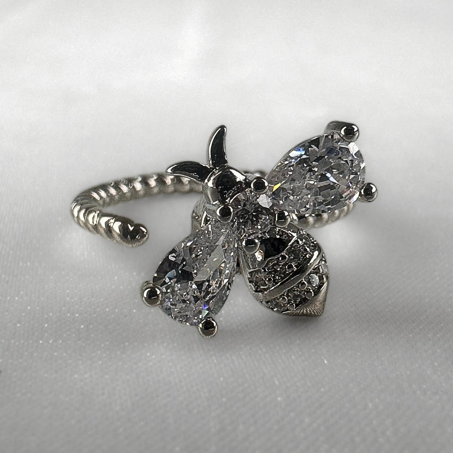 Adjustable Silver Bee Spinner Ring