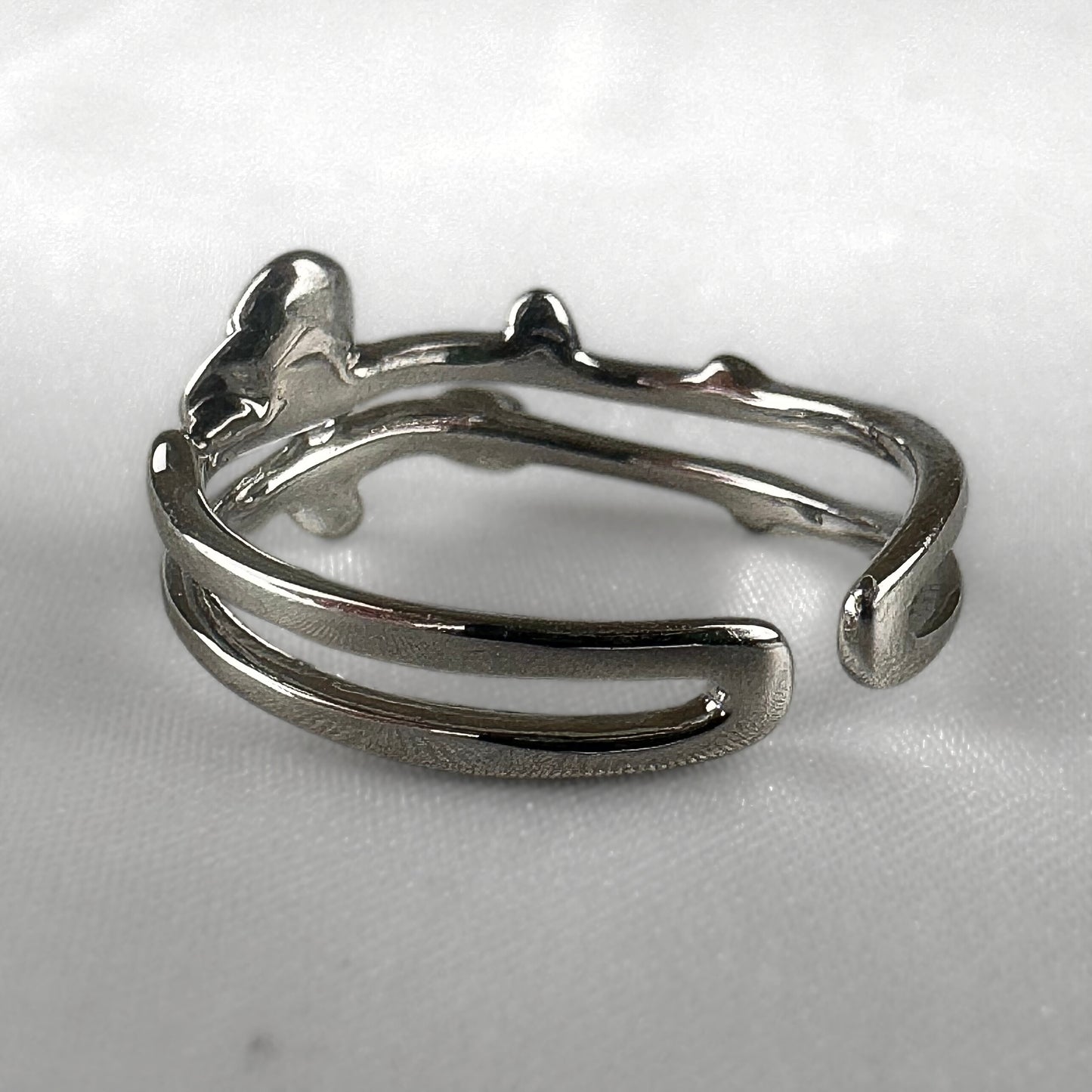 Adjustable Silver Rose Ring