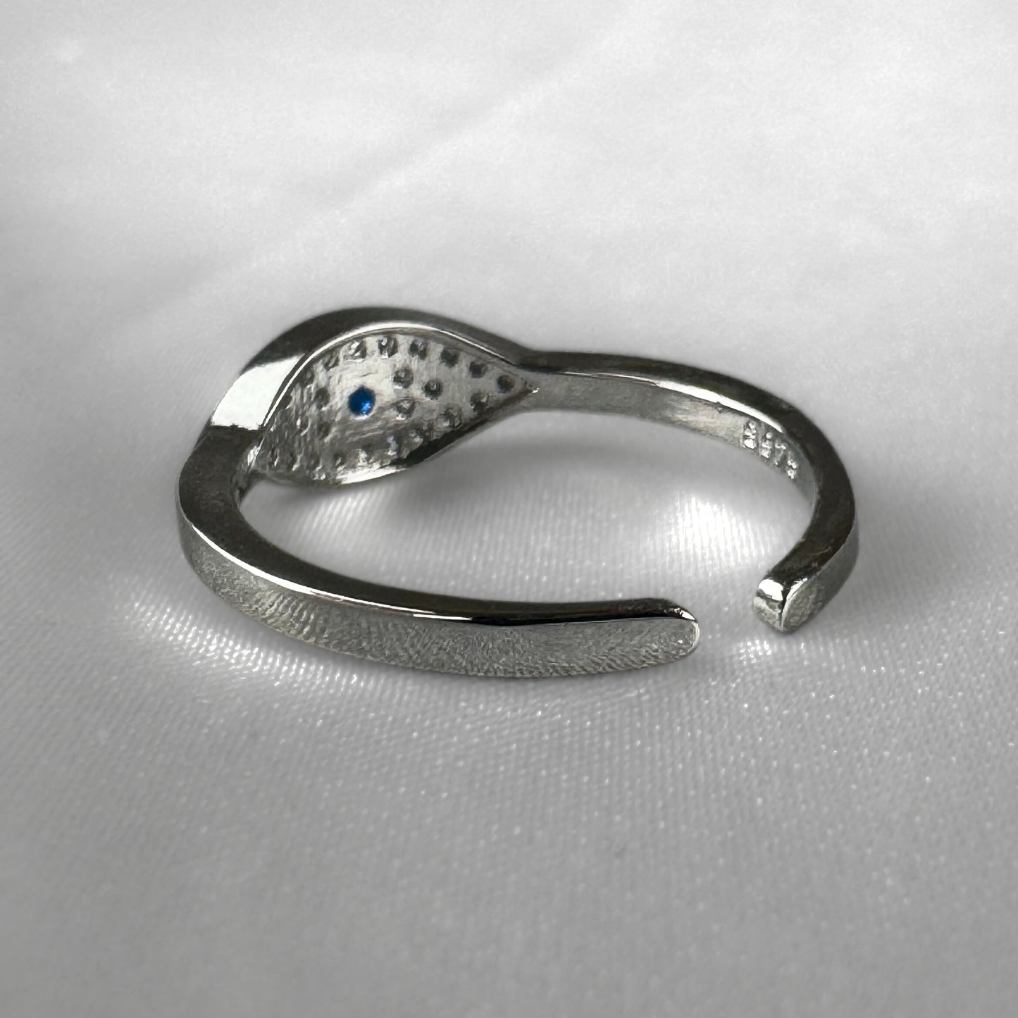 Diamanté Evil Eye Silver Adjustable Ring