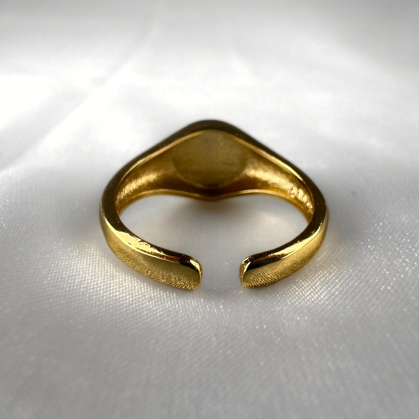 Blue Smiley Face Gold Adjustable Signet Ring