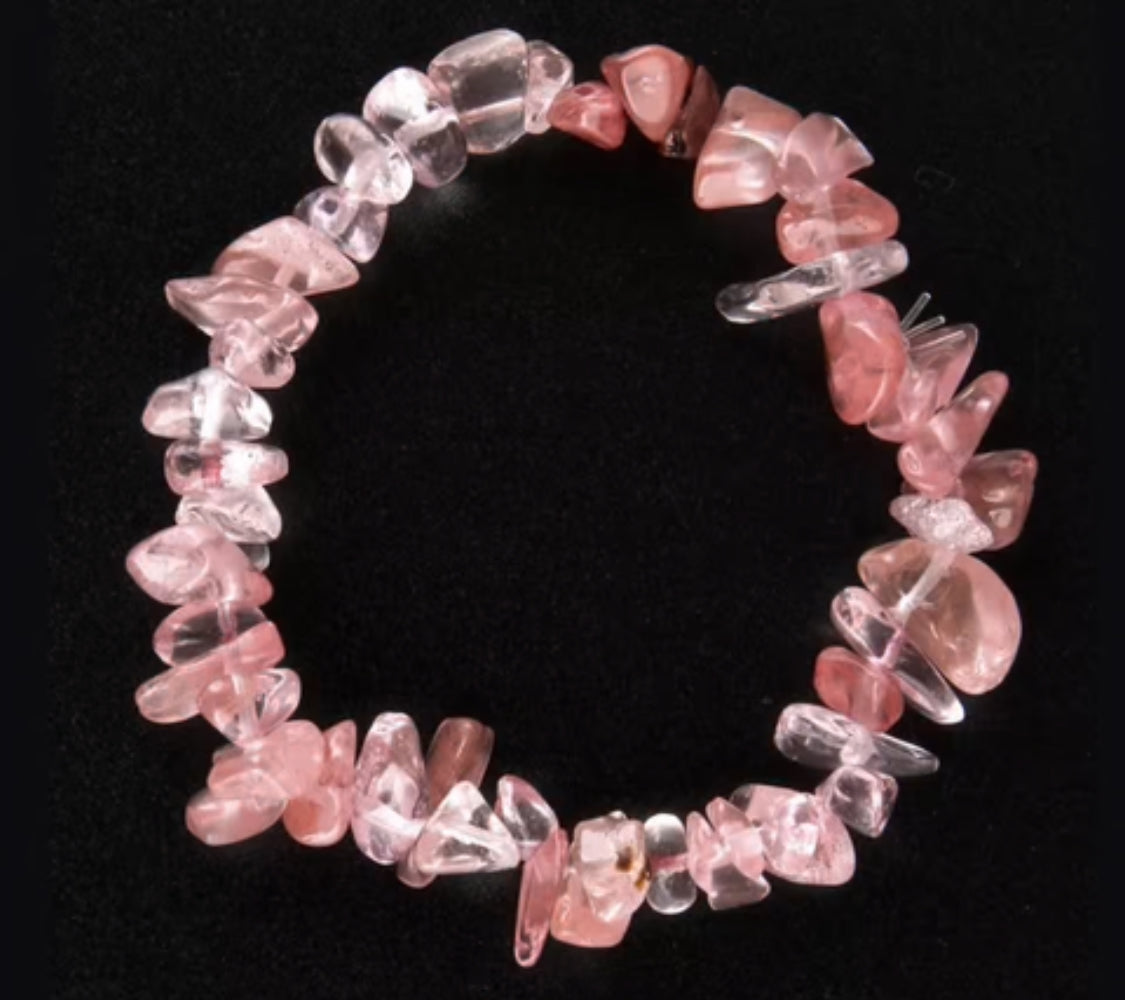 Watermelon Quartz Crystal Chip Bracelet