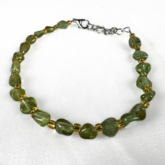 Green Apatite Crystal Bead Bracelet
