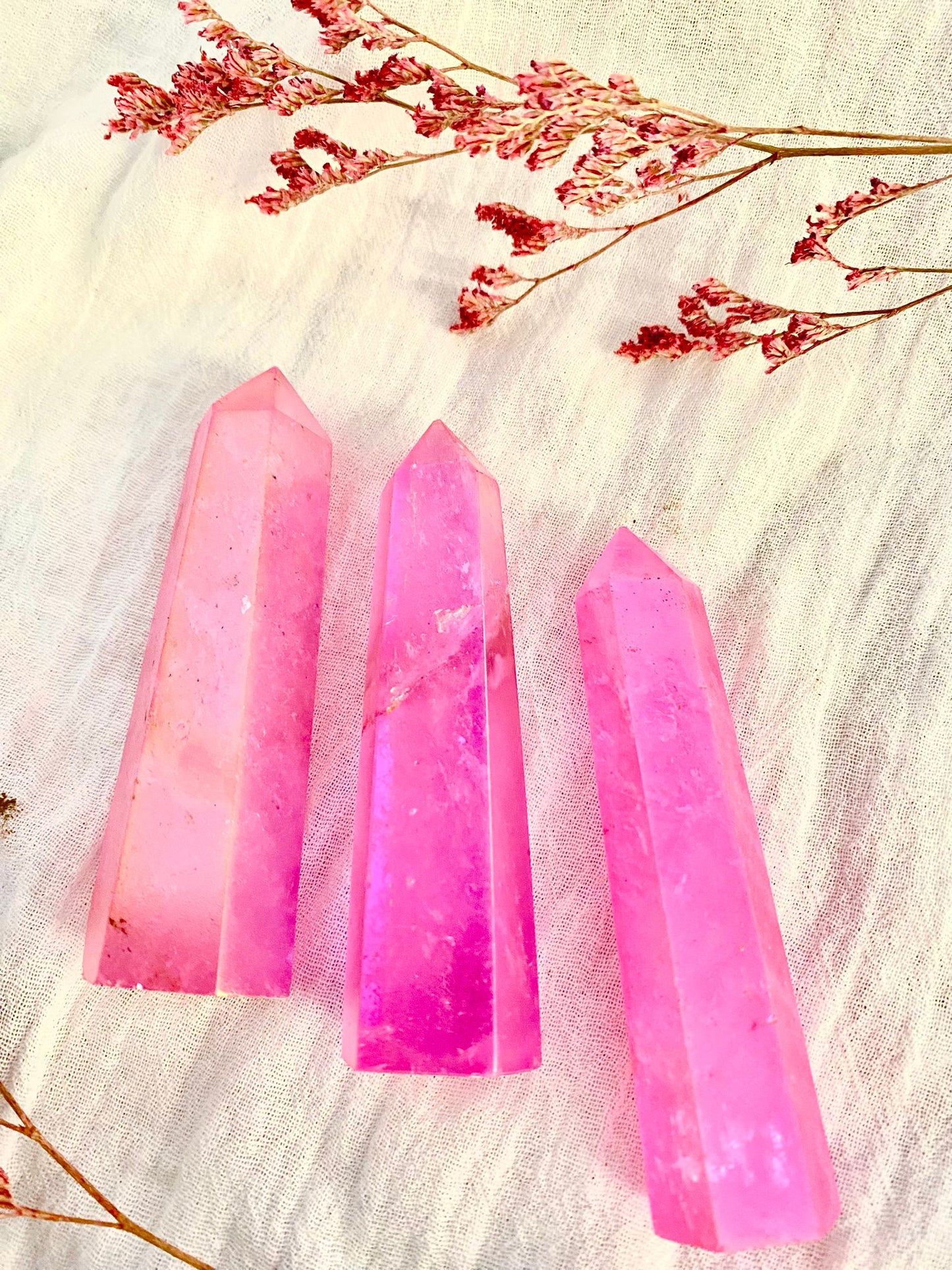 Pink Aura Crystal Point (M)
