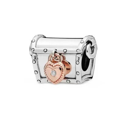 Silver Padlocked Chest Charm