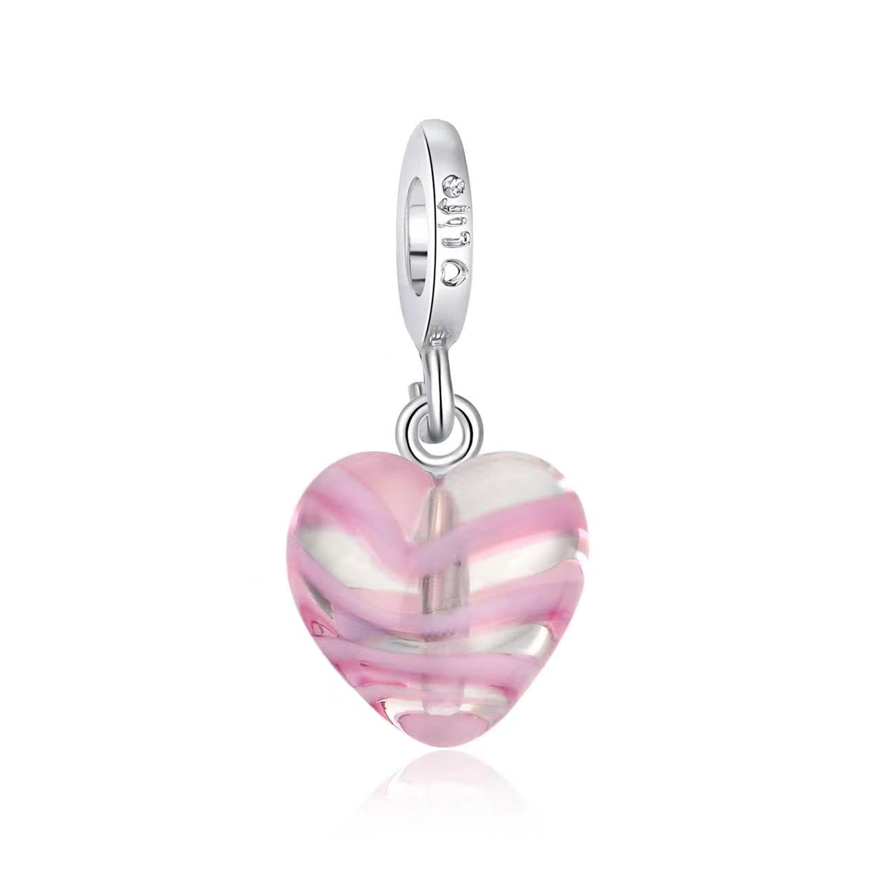 Two Toned Glass Heart Charm