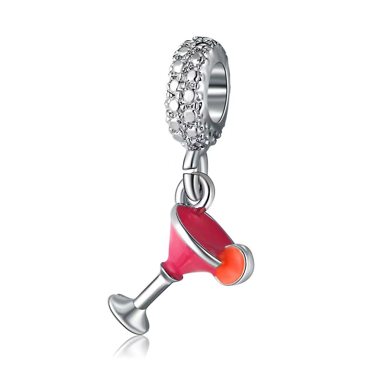 Dangly Silver Enamel Cocktail Charm