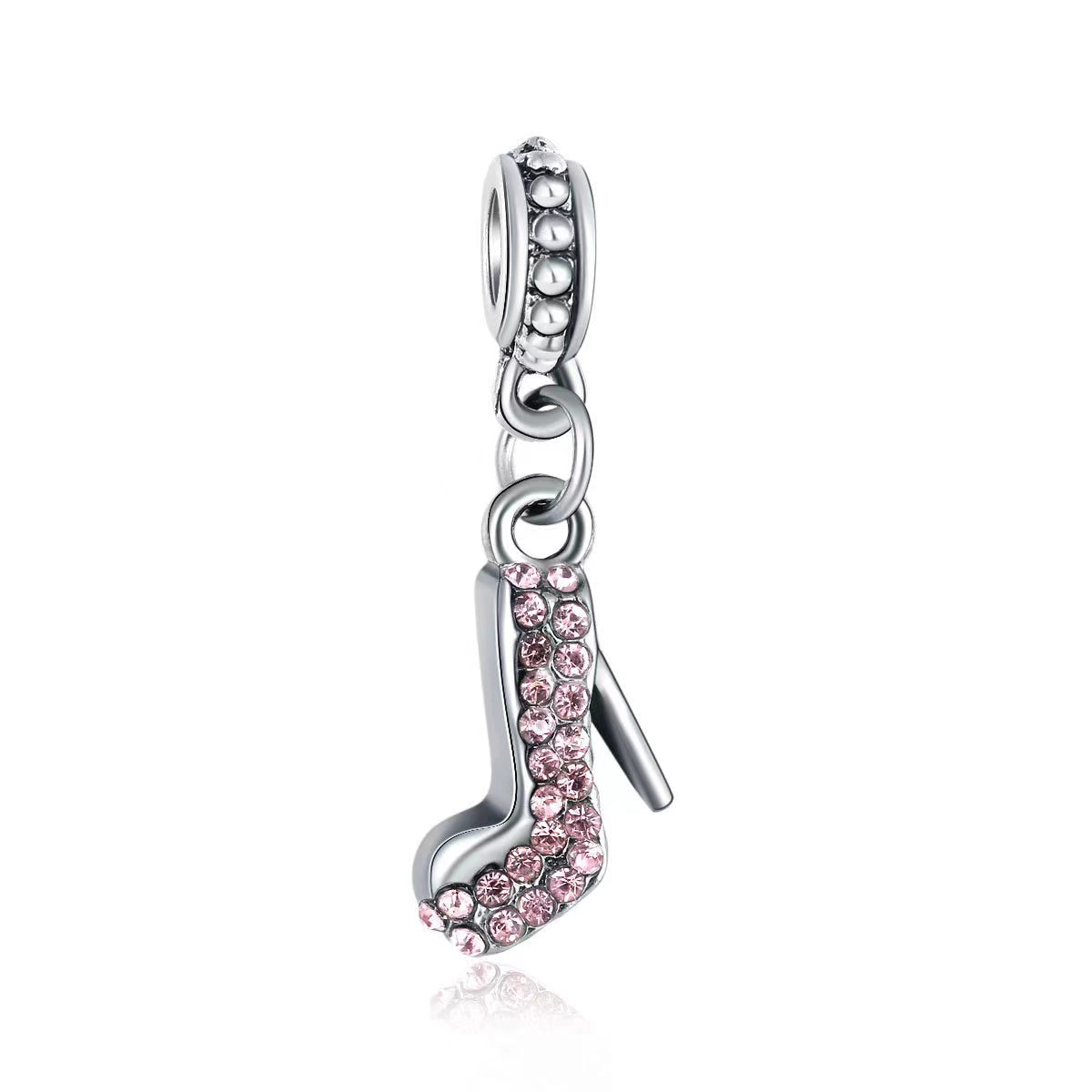 Pink Diamante High Heel Silver charm