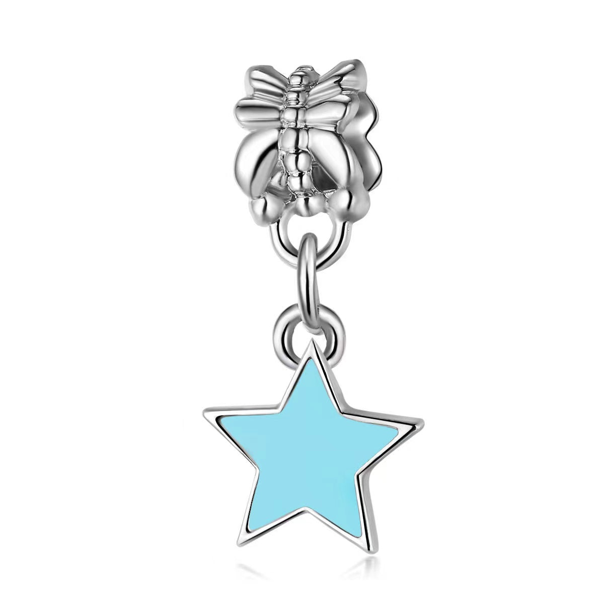 Blue Enamel and Silver Star Charm