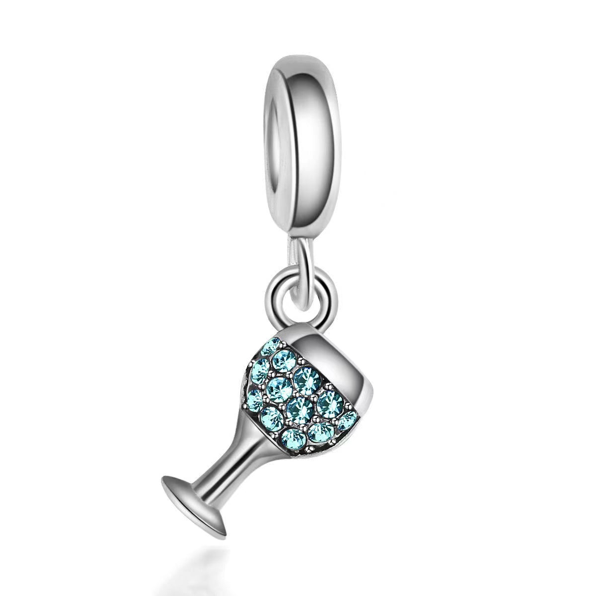 Silver Diamante Wine Glass Charm
