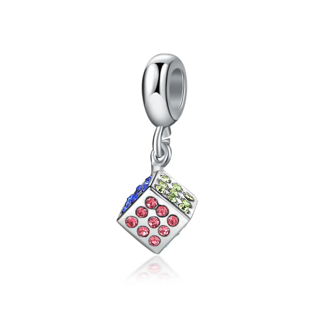 Diamante Cube Silver Charm