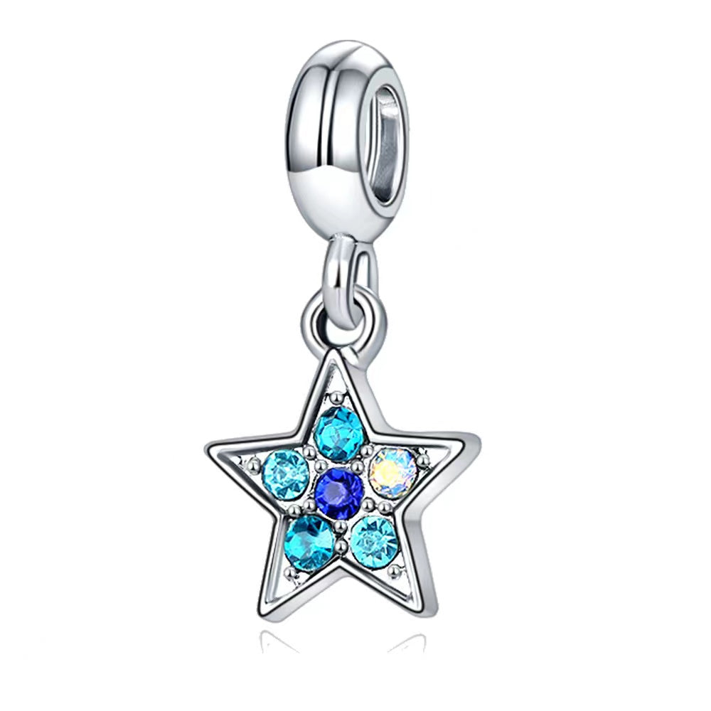 Blue Diamante Silver Star Charm