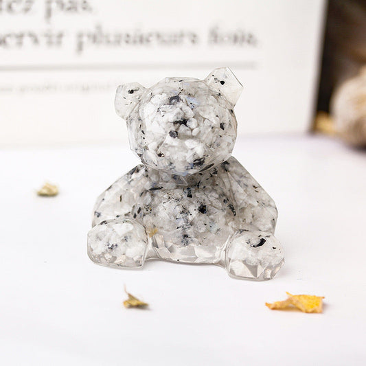Rainbow Moonstone Crystal Chip Resin Teddy Bear - Dylan's Den Crystal Shop