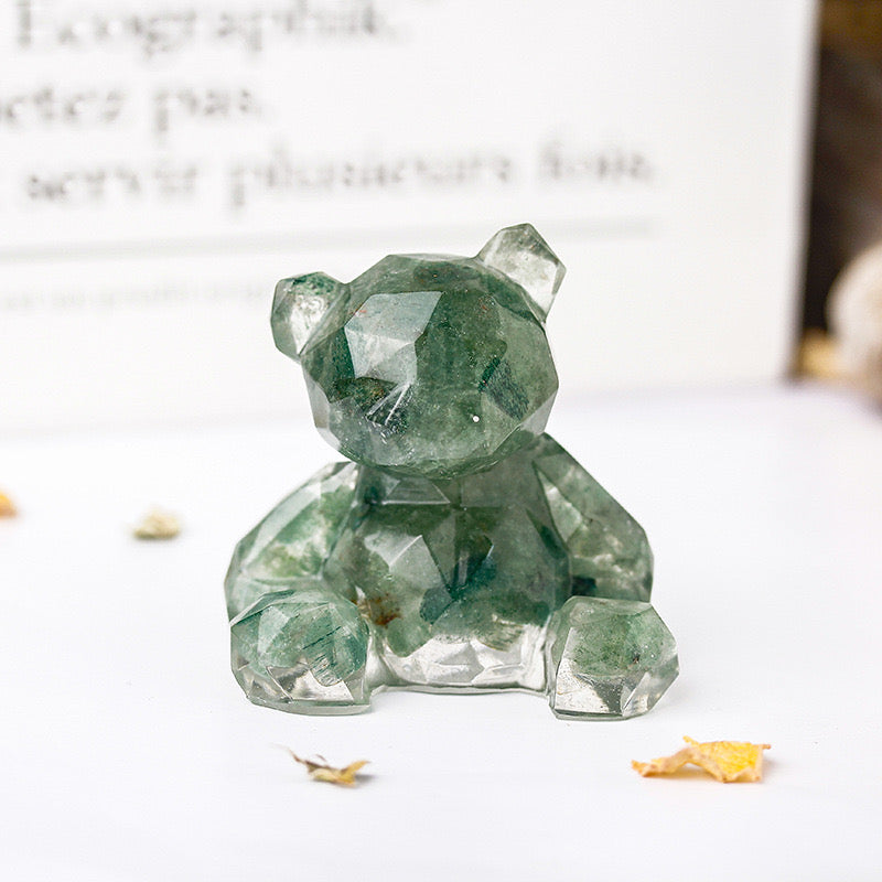 Green Aventurine Crystal Chip Resin Teddy Bear - Dylan's Den Crystal Shop
