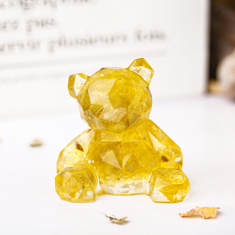 Yellow Chip Resin Teddy Bear - Dylan's Den Crystal Shop