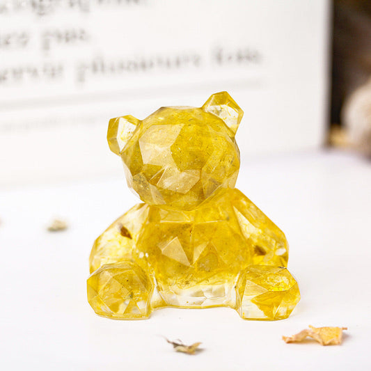 Yellow Chip Resin Teddy Bear - Dylan's Den Crystal Shop