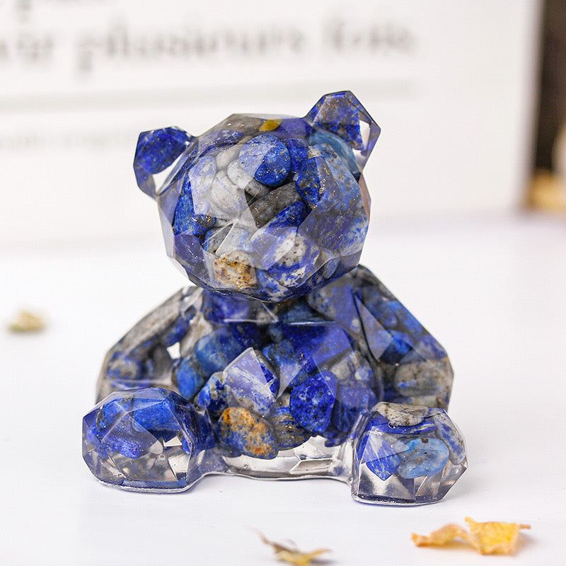Lapis Lazuli Crystal Chip Resin Teddy Bear - Dylan's Den Crystal Shop