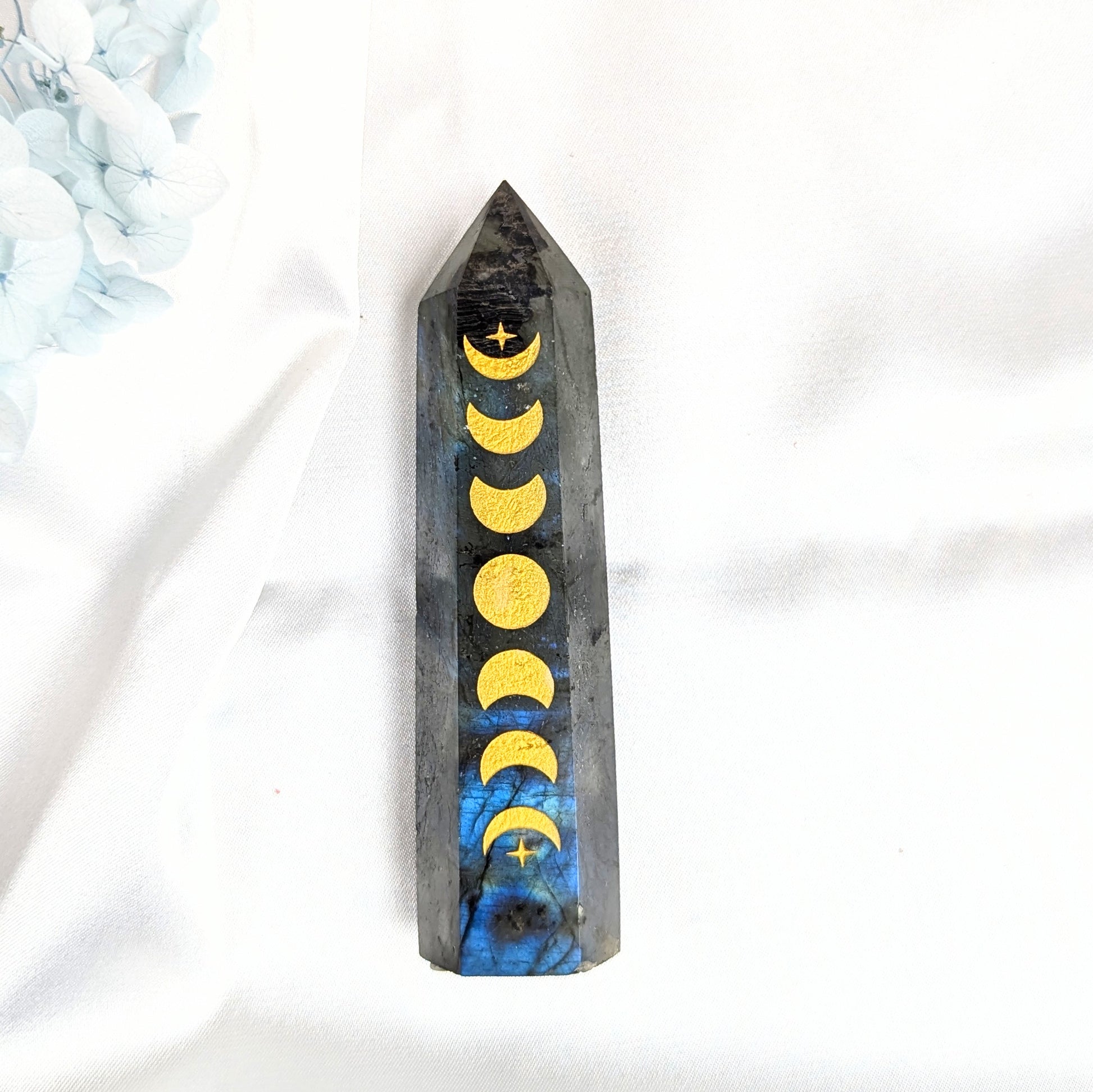 Labradorite Crystal  Point with Moon Phase