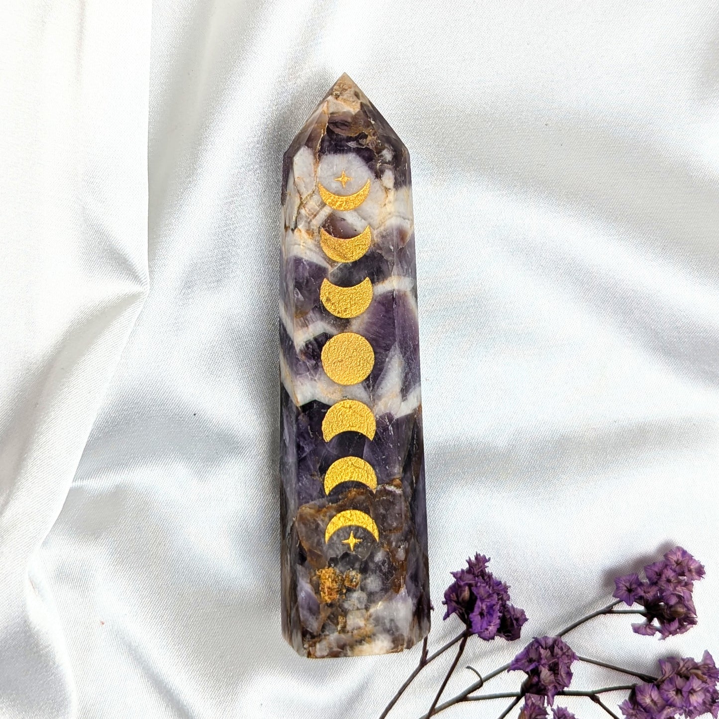Dream Amethyst Crystal Point with Moon Phase 1
