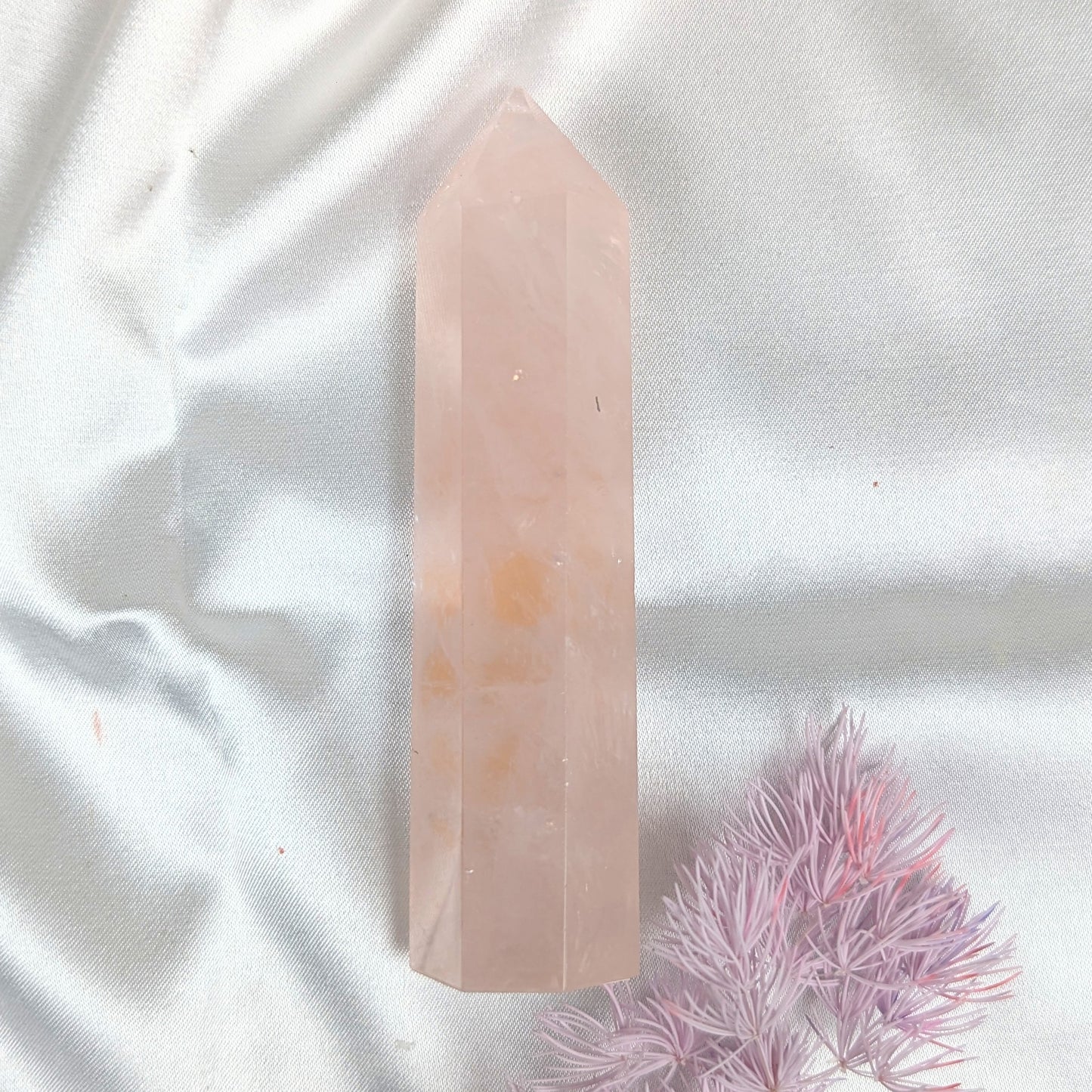 Rose Quartz Crystal Point with Moon Phase (M)