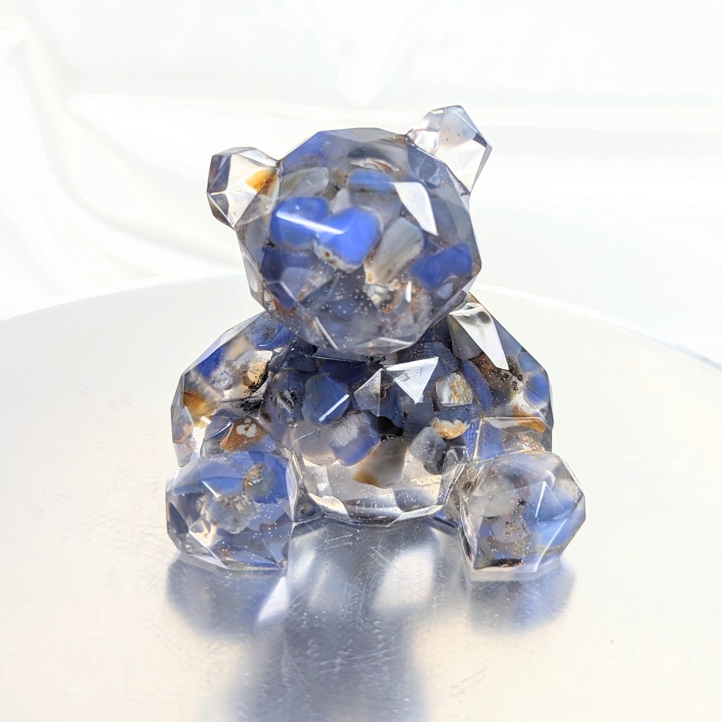 Blue Agate Crystal Chip Resin Teddy Bear - Dylan's Den Crystal Shop