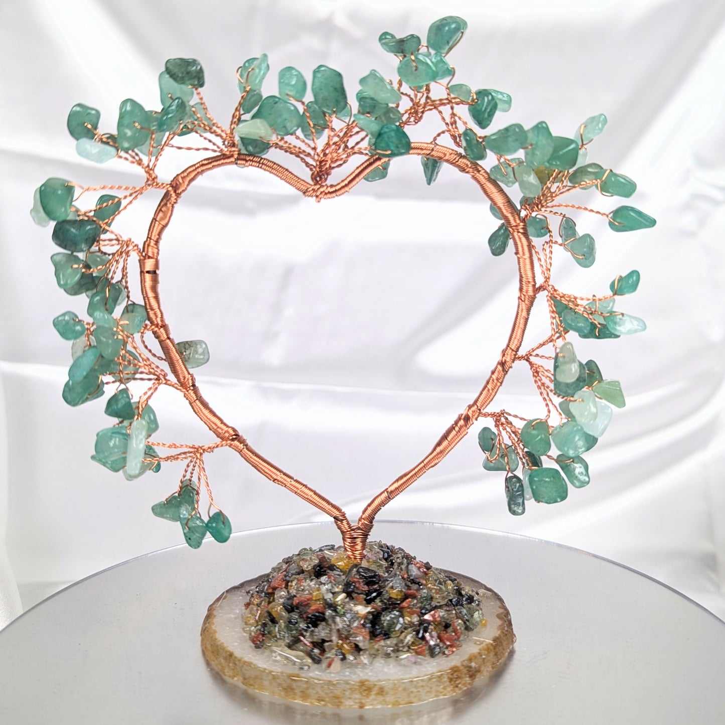 Heart Green Aventurine Crystal Chip Base Gem Trees