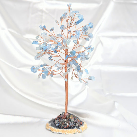 Medium Aquamarine Crystal Chip Gem Tree