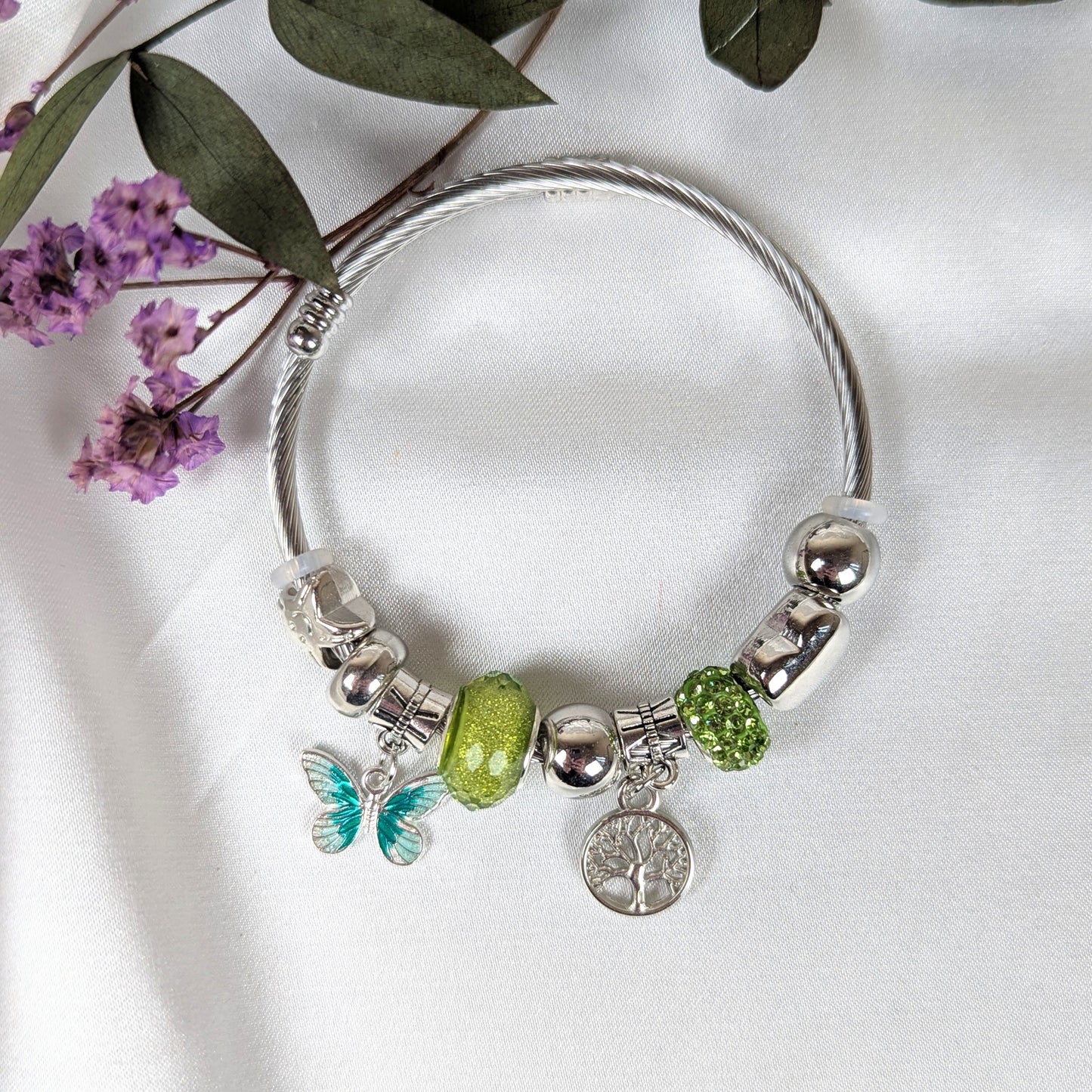 Butterfly and Tree of Life Charm Bracelet
