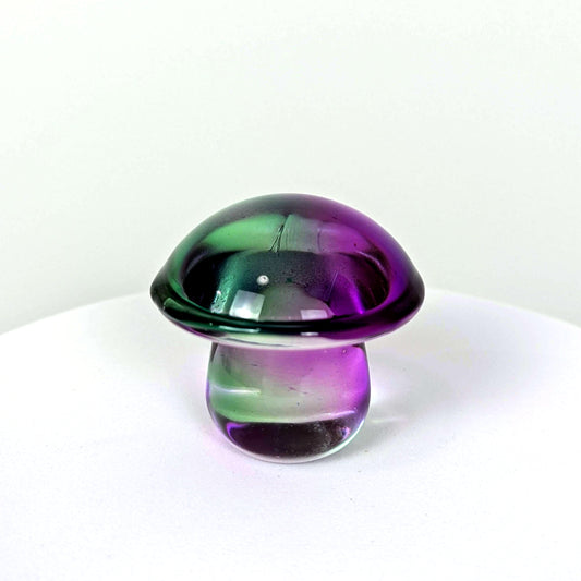 Green/Pink Glass Mushroom Carvings