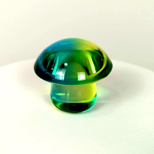 Green Glass Mushroom Carvings