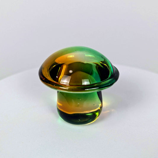 Green/Yellow Glass Mushroom Carvings