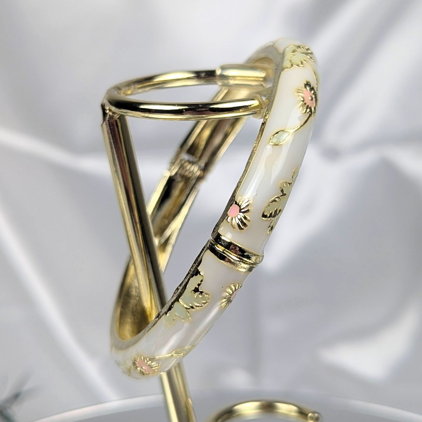 Off White Cloisonné Bangle - 6cm - Dylan's Den Crystal Shop