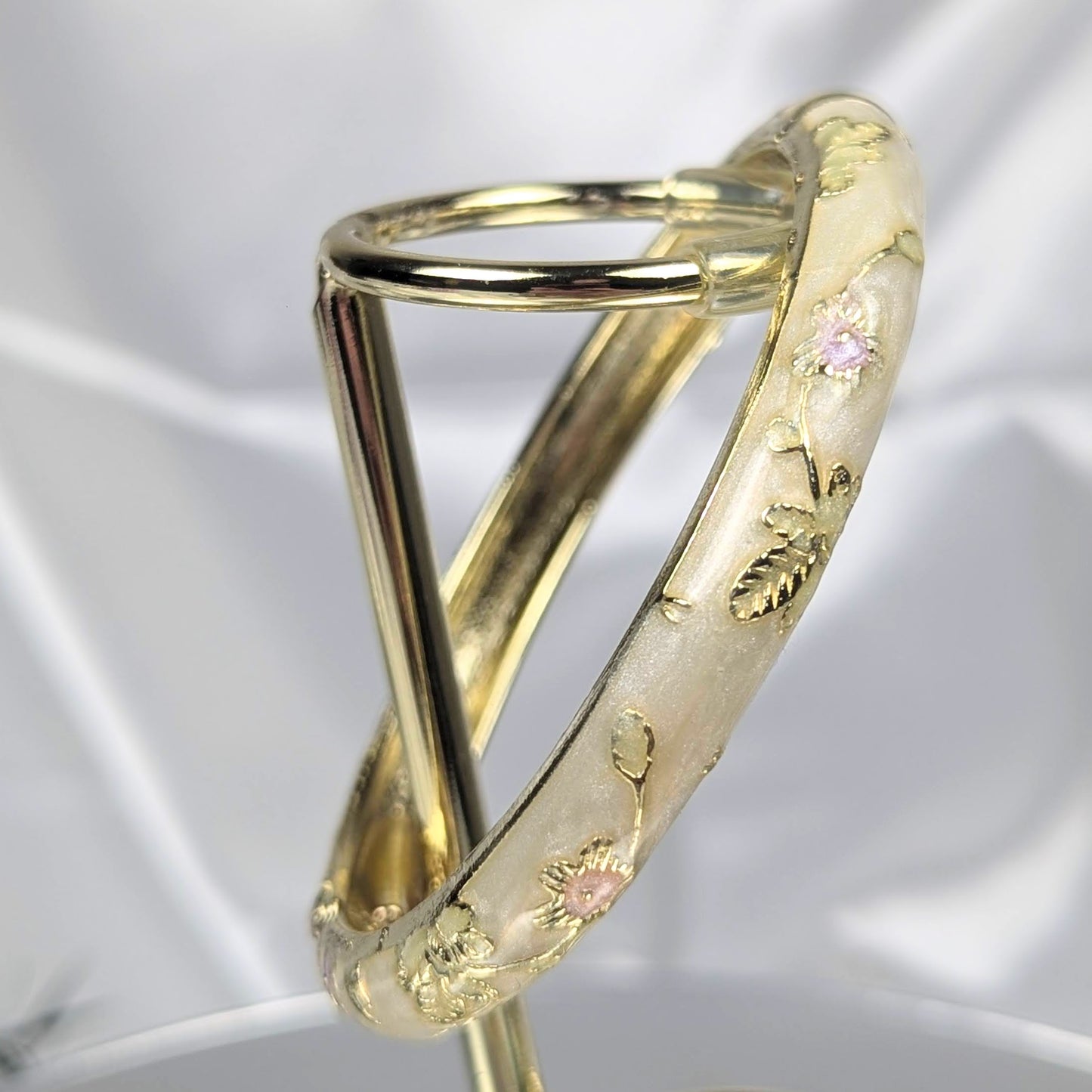 Sparkly White Cloisonné Bangle - 6cm - Dylan's Den Crystal Shop