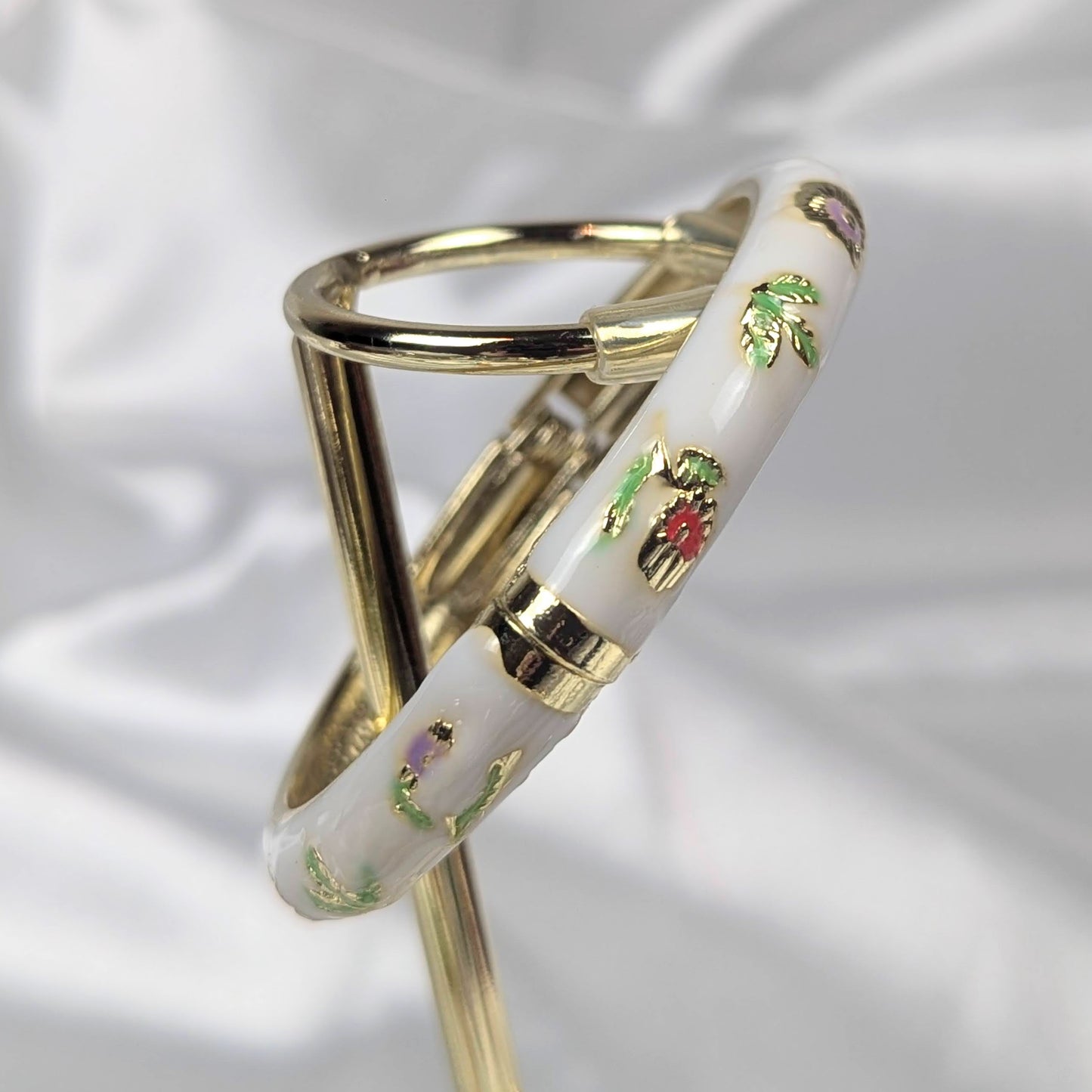 White Cloisonné Bangle - 5cm - Dylan's Den Crystal Shop
