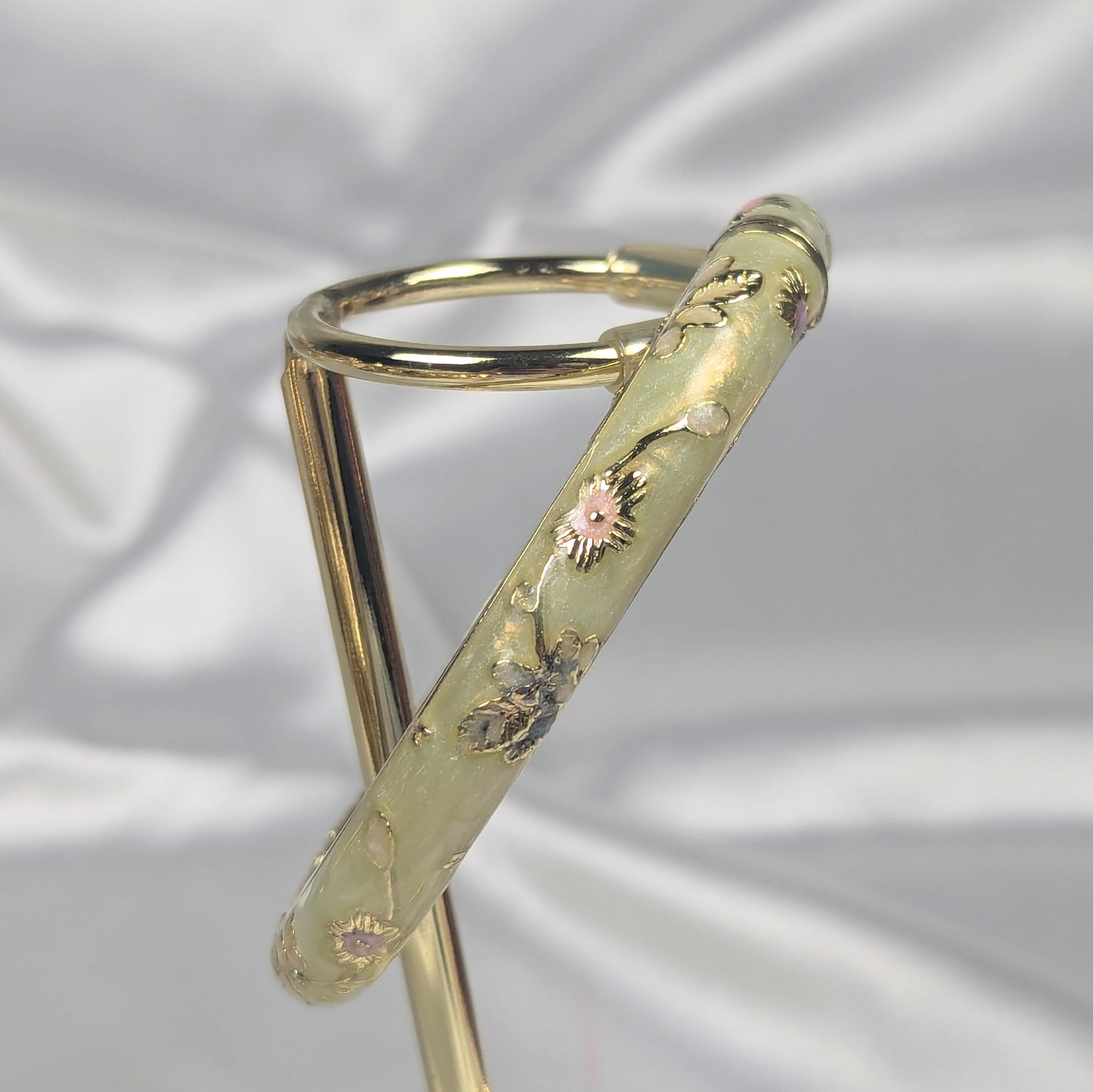 Sparkly Light Green/Yellow Cloisonné Bangle - 6cm - Dylan's Den Crystal Shop