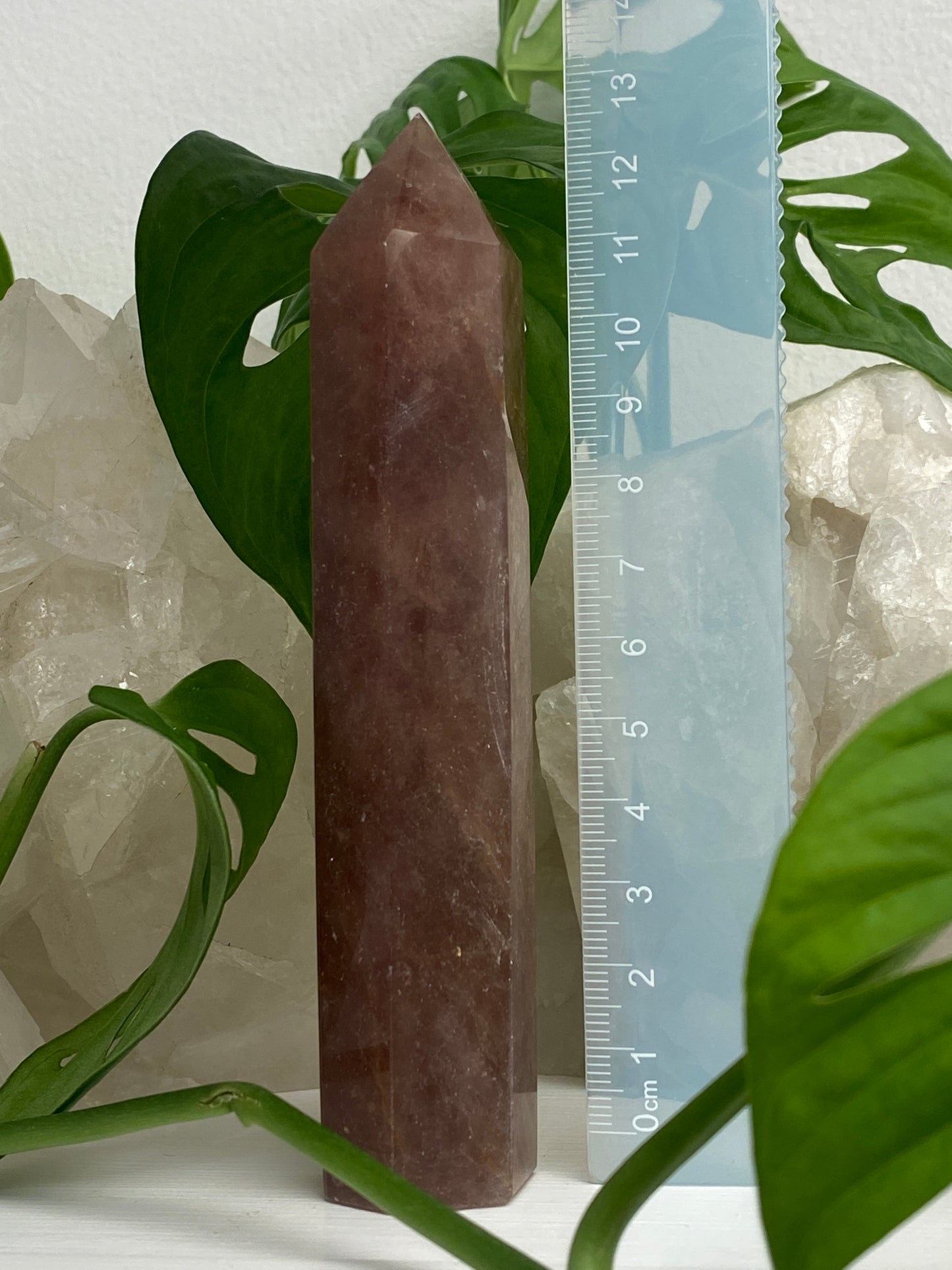 strawberry quartz crystal point