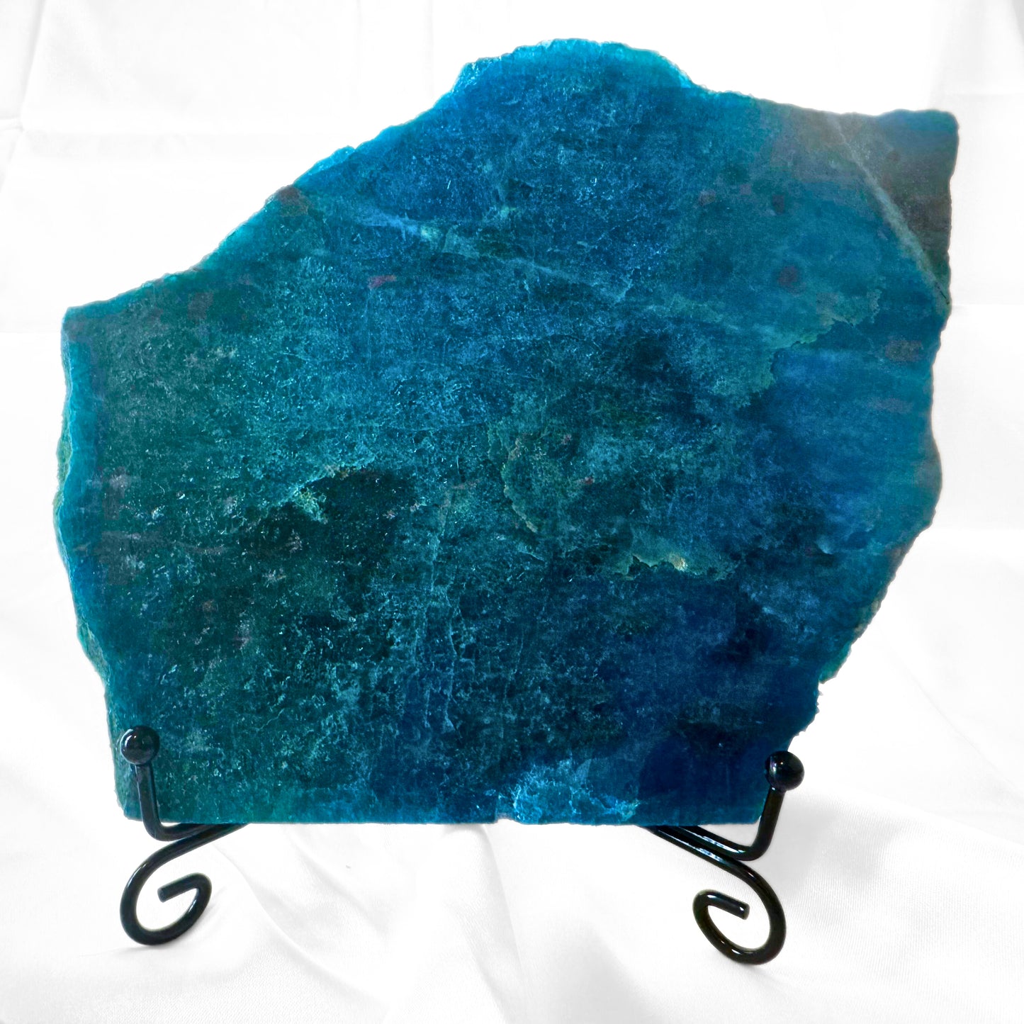 Blue Apatite Slab with Stand - E