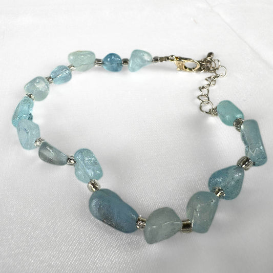 Aquamarine Crystal Bead Bracelet