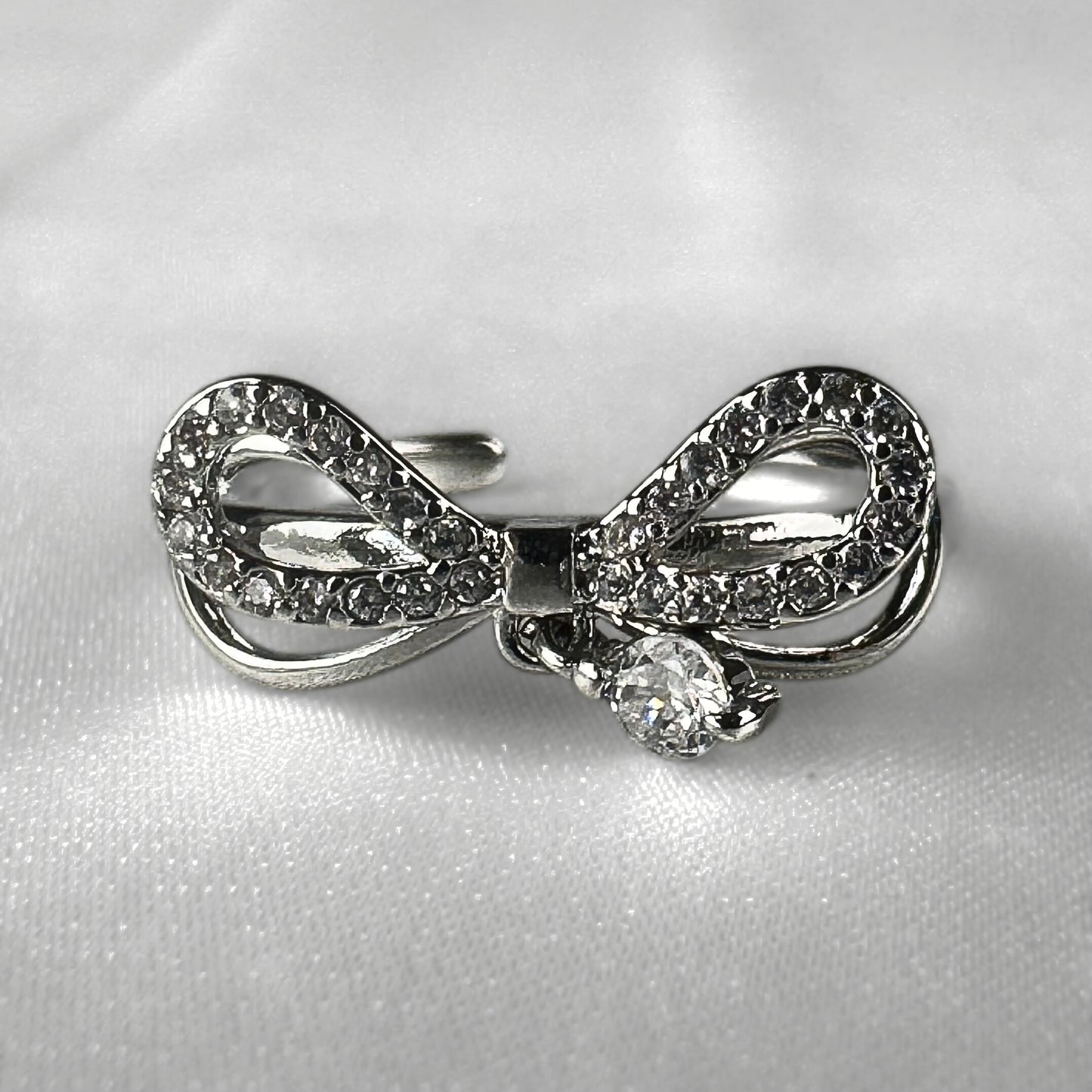 Silver Bow with Dangly Charm Ring
